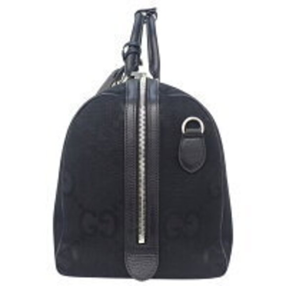 Gucci Jumbo GG Duffel Bag Shoulder Crossbody Travel Canvas Black - Picture 4 of 7
